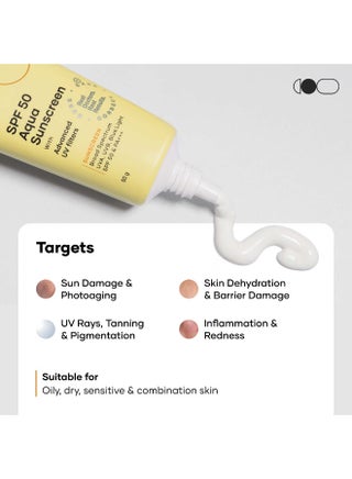 واقي شمس أكوا SPF 50 مع فلاتر UV متقدمة | حماية من الشمس واسعة الطيف، UVA، UVB، حماية من الضوء الأزرق، SPF 50 و PA+++, 50 جرام (عبوة واحدة) - view 5